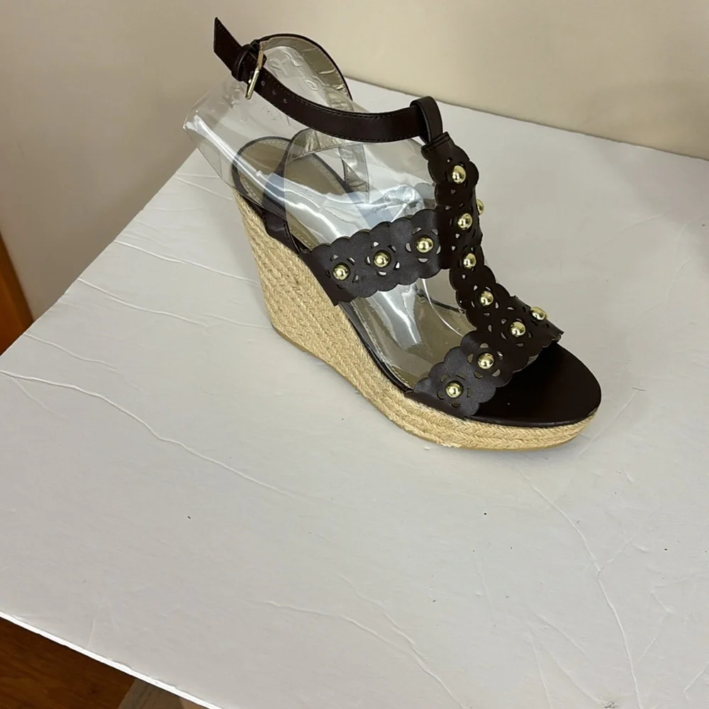 Cato Studded Platform Wedge Espadrille Sandals Size 8M